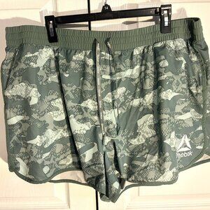 Reebok Womens Athletic Shorts Sz XXXL Camo Print Green